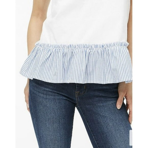 J Crew Factory Striped Peplum Tank Size Medium AN701 - Picture 3 of 3